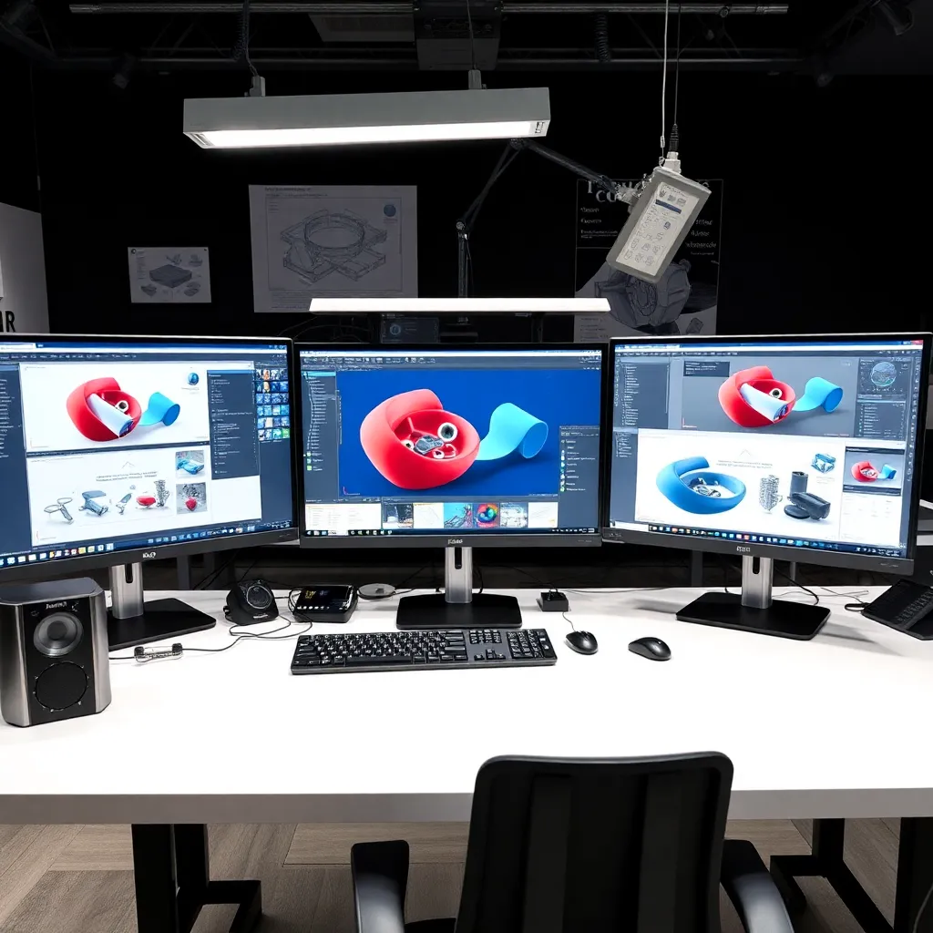 Estación de trabajo profesional con software de diseño 3D español