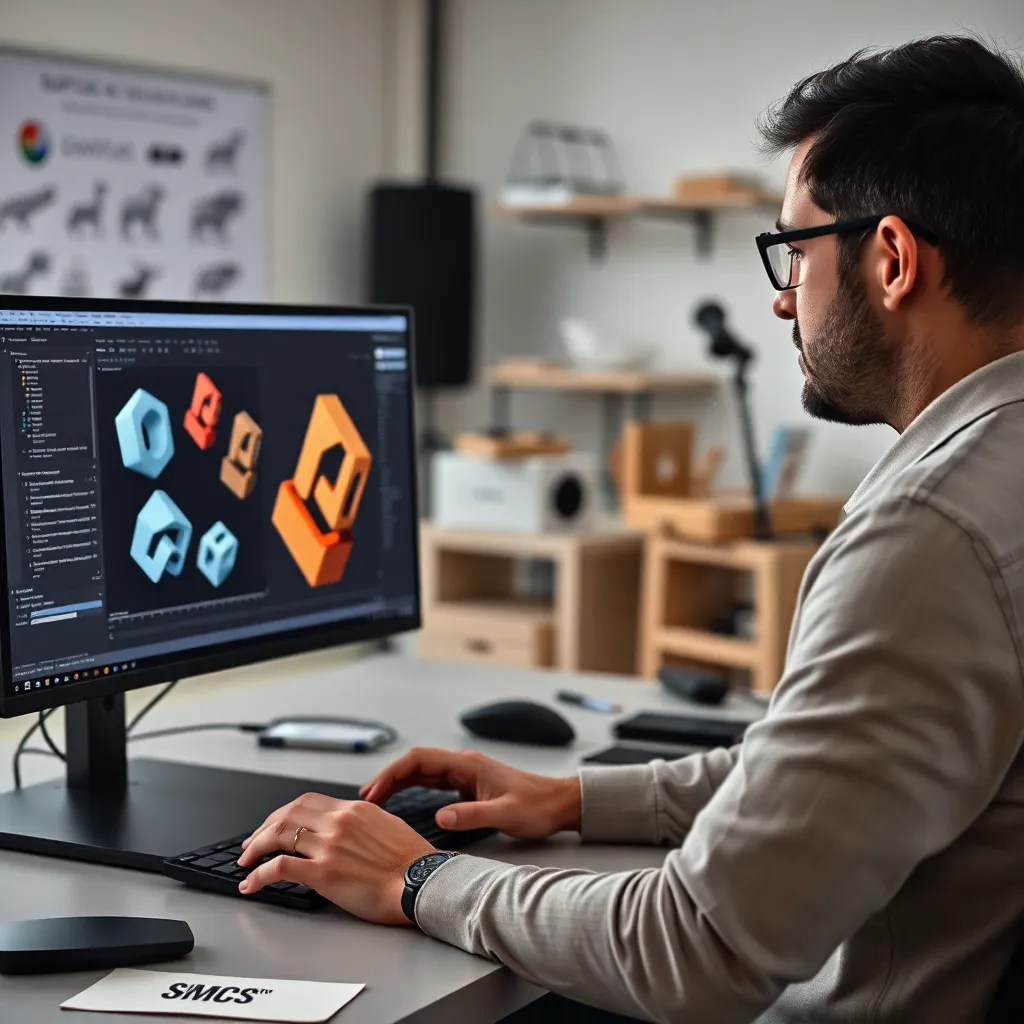 Diseñador 3D español trabajando con software de modelado avanzado