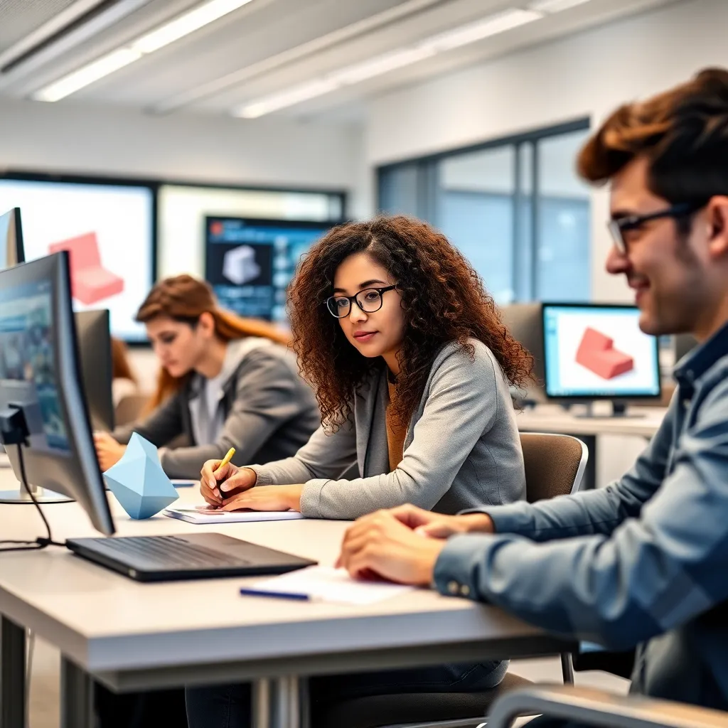 Diseñador 3D español trabajando con software de modelado en un estudio moderno