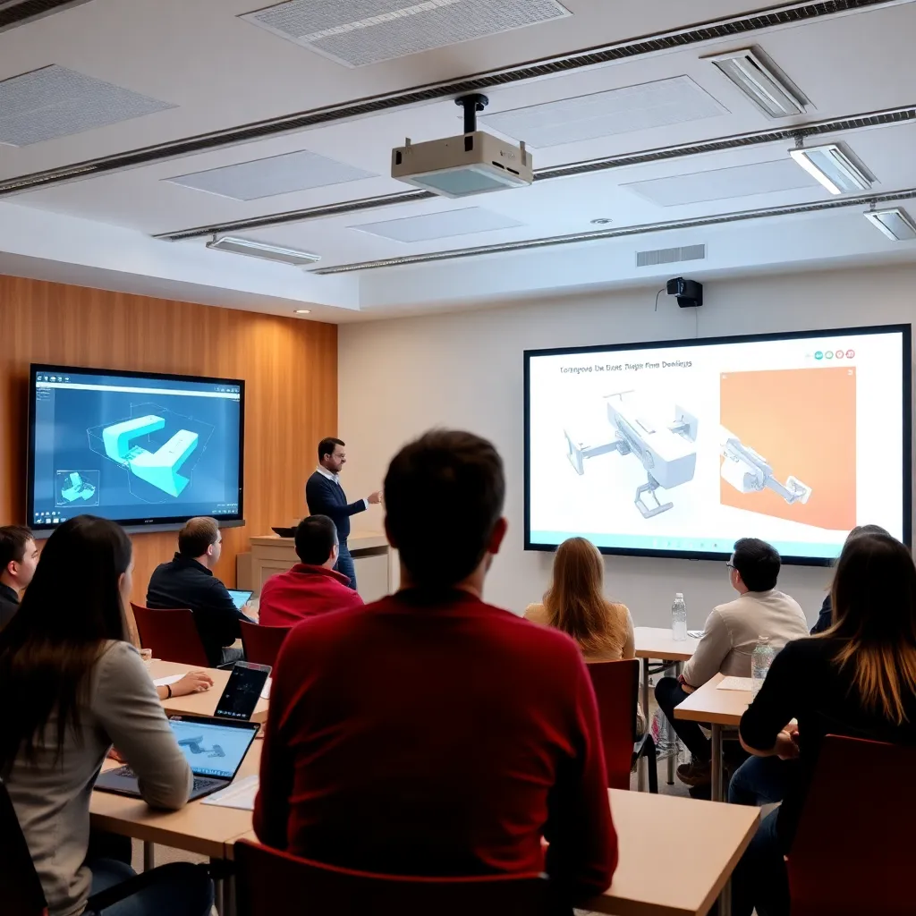 Diseñadores españoles colaborando en un proyecto 3D inspirado en arquitectura española tradicional